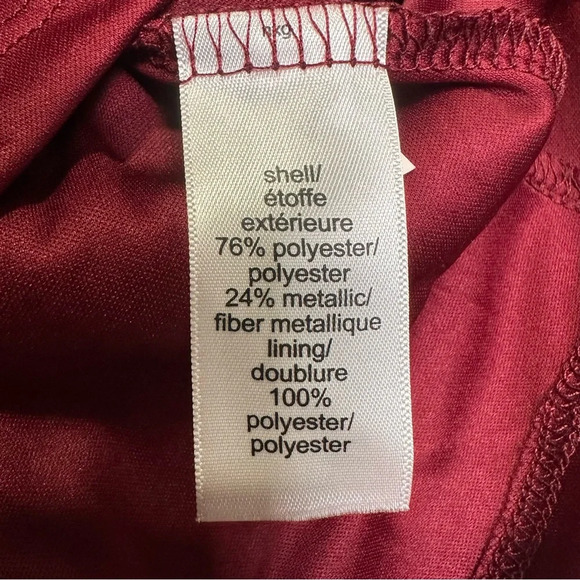 Maurices L Maroon Metallic Long Sleeve Peplum Blouse - Picture 8 of 8